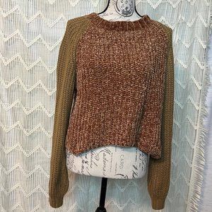 Earth Premium Label One Size Caramel Brown Polyester Acrylic Cropped Sweater